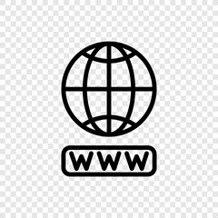 Internet, globe, www simple icon vector. Flat design. Transparent grid.ai
