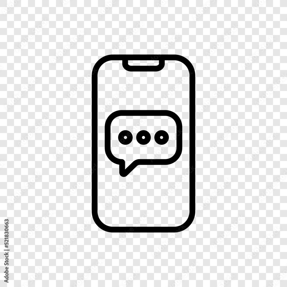 Poster mobile phone, chat, message simple icon vector. flat design. transparent grid.ai