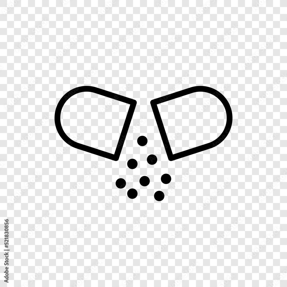 Poster open pill simple icon vector. flat design. transparent grid.ai