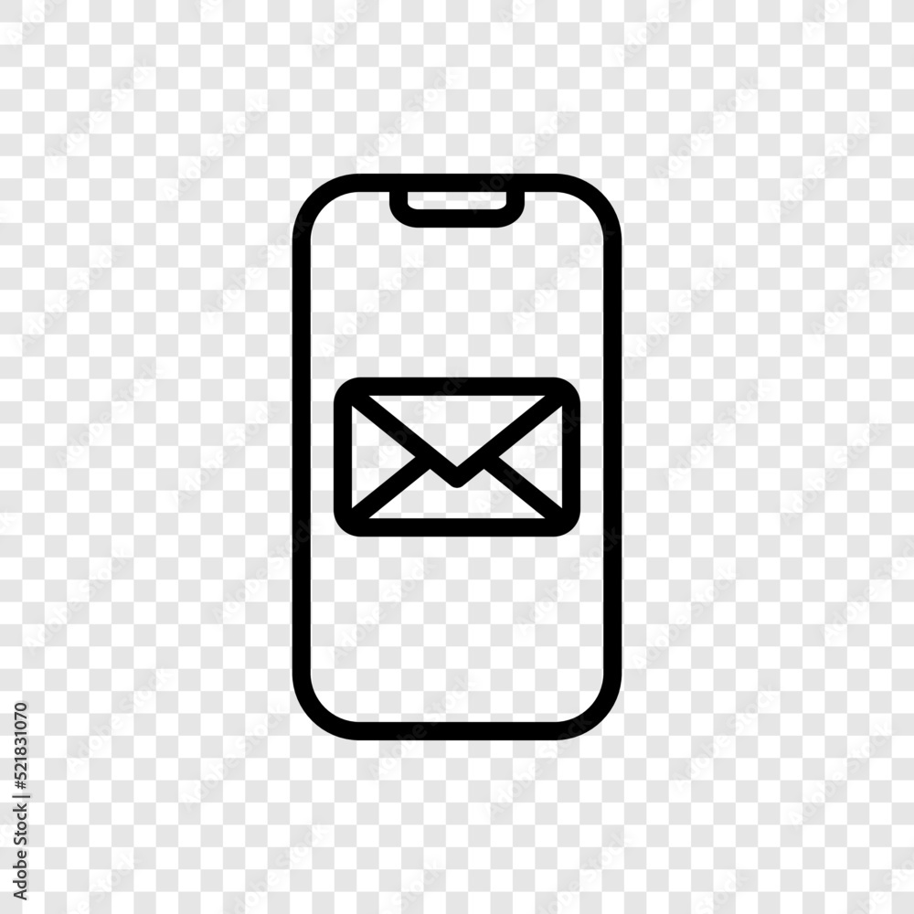 Aufkleber phone notification, message simple icon vector. flat design. transparent grid.ai