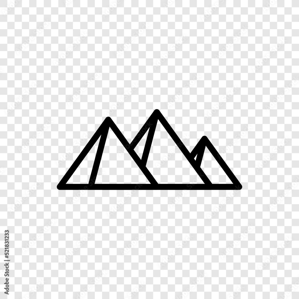 Poster pyramid logo simple icon vector. flat design. transparent grid.ai