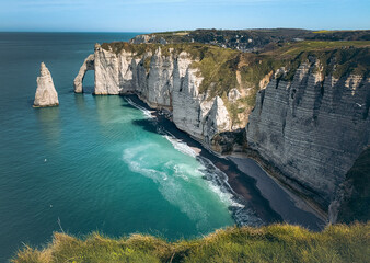 View over the cliffs of &Eacute;tretat on the Atlantic coast of Normandy, France