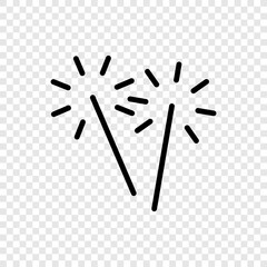 Sparkler, bengal fire logo simple icon vector. Flat design. Transparent grid.ai