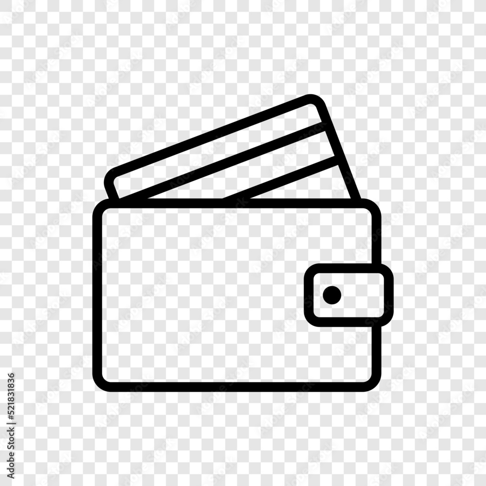 Poster Wallet with credit card simple icon vector. Flat design. Transparent grid.ai