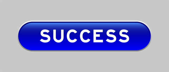 Blue color capsule shape button with word success on gray background