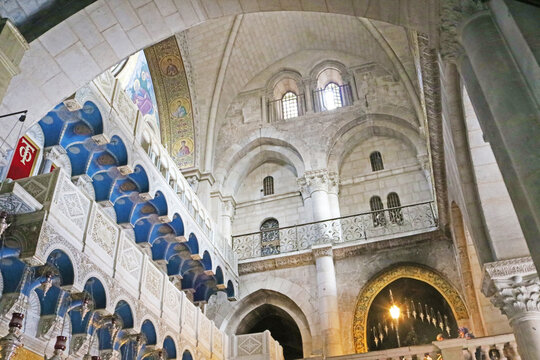 Jerusalem, Israel - September 20, 2017: Interior of church of the Holy Sepulchre.