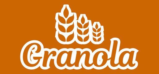 Granola logo  vector. Collection of lettering compositions with spikelets and decorative elements. Calligraphy. Food logotypes for package, label.