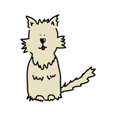 Child drawing of a sloppy cute gray dog, simple cartoon pet on white