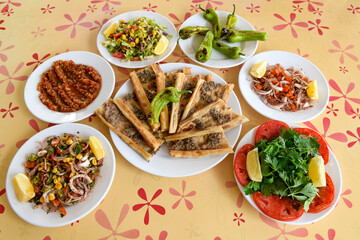 Kiymali pide. Turkish pide with minced meat. Turkish pizza mince pita Pide on white background. Etli ekmek. Kusbasili pide.