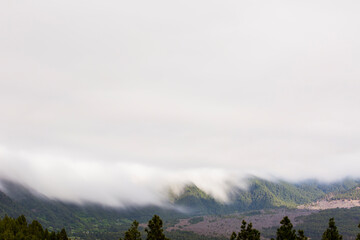 Clouds waterfall in Caldera De Taburiente Nature Park, La Palma Island, Canary Islands, Spain