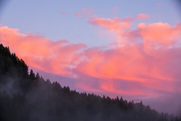 Sunset in Dolomites mountains, Alps, northern Italy