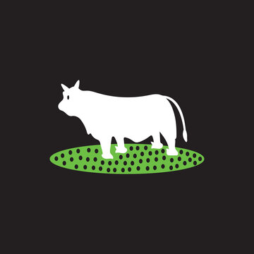 White cow animal vector logo
