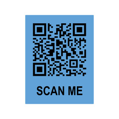Scan me phone tag. Qrcode for mobile app. Isolated illustration on white background. Cartoon style. Vector illustration.
