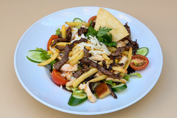 Meat Chicken Doner, between bread (Turkish Name : ekmek arasi doner, tavuk doner, Turk kebabi)