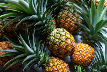 freshly harvest organic pineapple, fresh food background.