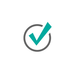 Check Mark. Valid seal icon. White crazy tick in blue circle. Flat OK sticker icon. Isolated on white. Accept