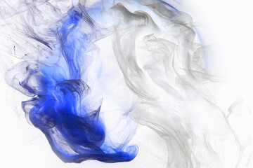 Liquid fluid art abstract background. Blue acrylic paint underwater, galactic smoke ocean