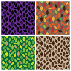 Simple leaves seamless pattern

Random colorful leaf shapes with membranes on different backgrounds. Suitable for textiles and background of any surfaces
