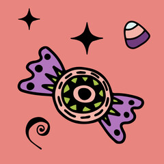 Sweets candy lollipops halloween doodle clipart vector
