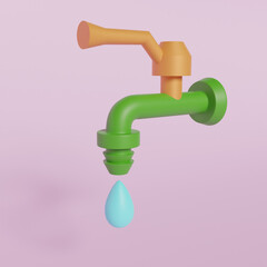 3d render illustration faucet