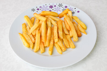 French fries Snack food crispy potato . Fast food or  snacks concept. Patates cips.