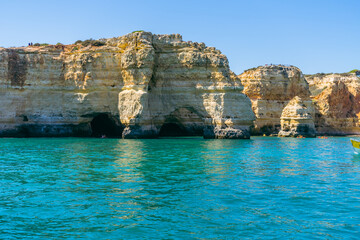 Fototapeta na wymiar blue sea coast on the algarve in Portugal