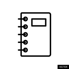 File folder, Notebook, Diary planner, Personal organizer vector icon in line style design for website design, app, UI, isolated on white background. Editable stroke. Vector illustration.