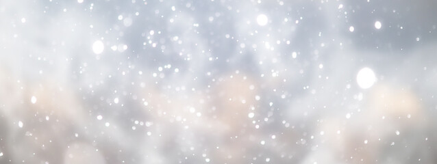 blue snowfall bokeh background, abstract snowflake background on blurred abstract blue