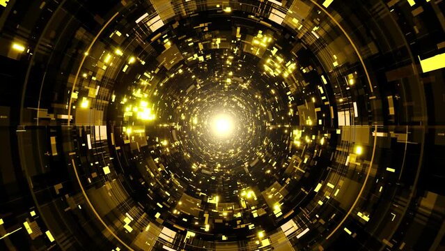 Gold Light Technology Tunnel Loop Background