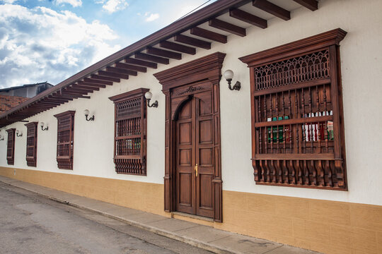 Beautiful Antique Houses At The Colonial Town Of Jardin In The Southwestern Antioquia In Colombia