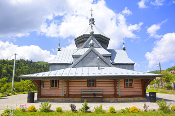 Wooden Church of Archstrategist Michael's Church in the village of Dora (suburb of Yaremche),...
