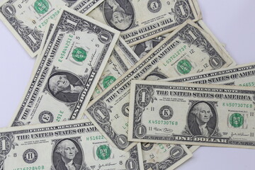 One US Dollar bill in many layout  for example as background