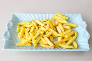 French fries Snack food crispy potato . Fast food or  snacks concept. Patates cips.
