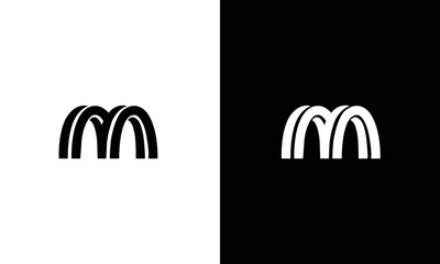 Unique modern creative elegant luxurious artistic black and white color M MM initial based letter icon logo.
