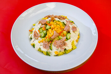 Traditional delicious Turkish food; Turkish style rice pilaf (Turkish name; Arpa sehriyeli. tavuklu, kuru fasulyeli, kavurmali pirinc pilavi)