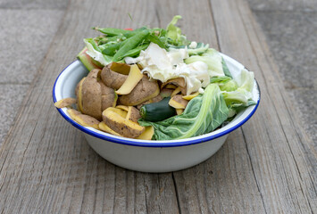 White bowl with organic waste 