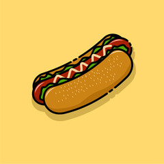 illustration of ready-to-eat delicious food is hotdog