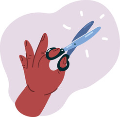 Vector illustration of Hand Holding Scissors