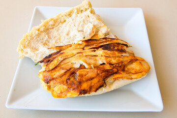 Meat Chicken Doner, between bread (Turkish Name : ekmek arasi doner, doner, Turk kebabi)