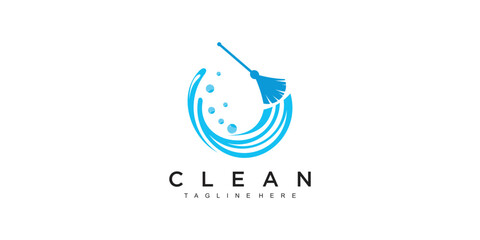Creative cleaning concept logo ilustration design Premium Vector