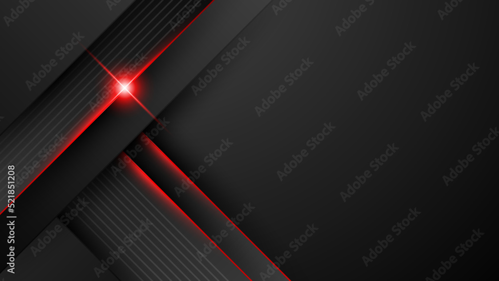 Sticker abstract modern 3d red black background with lines arrow geometric overlap shape elements. red black