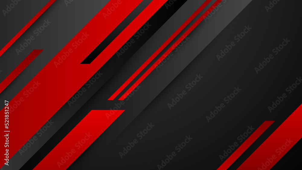 Poster abstract modern 3d red black background with lines arrow geometric overlap shape elements. red black