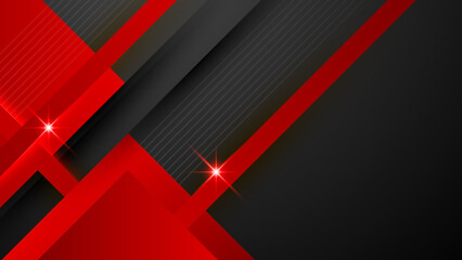 Abstract modern 3d red black background with lines arrow geometric overlap shape elements. Red Black Background. Abstract Banner. Vector illustration
