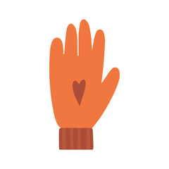 Hand drawn illustration of fashion glove. Isolated element on white background. Autumn glove