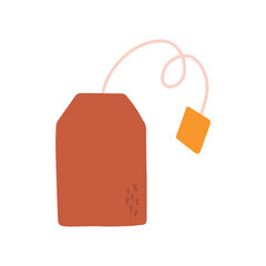Hand drawn illustration of fashion tea bag. Isolated element on white background