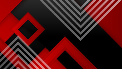 Abstract tech geometric red black background