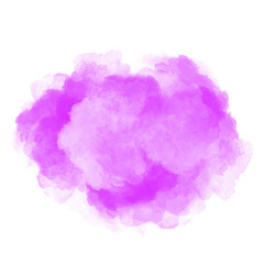 Abstract hand-drawn blurred textured layered purple watercolor stain isolated on white background. Round dry brush stamp. Hazy freehand paintbrush stroke graphic design element. Messy foggy cloud spot