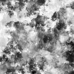 Black and white dramatic watercolor thundercloud texture. Monochrome storm clouded sky background. Dark messy blurry foggy print for surface or graphic design. Smoke wallpaper.
