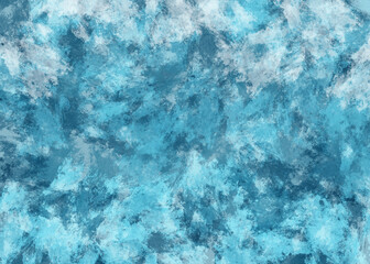 Abstract overlaying blue and white textured paintbrush strokes background. Watercolor, acrylic, gouache, tempera, oil paint imitation stains for graphic design. Icy print. Frosty winter wallpaper.