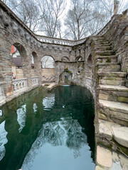 Park complex of historical sights. Museums, cozy alleys and beautiful installations